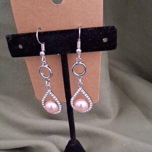 Paparazzi Silver and Pink Teardrop Earrings